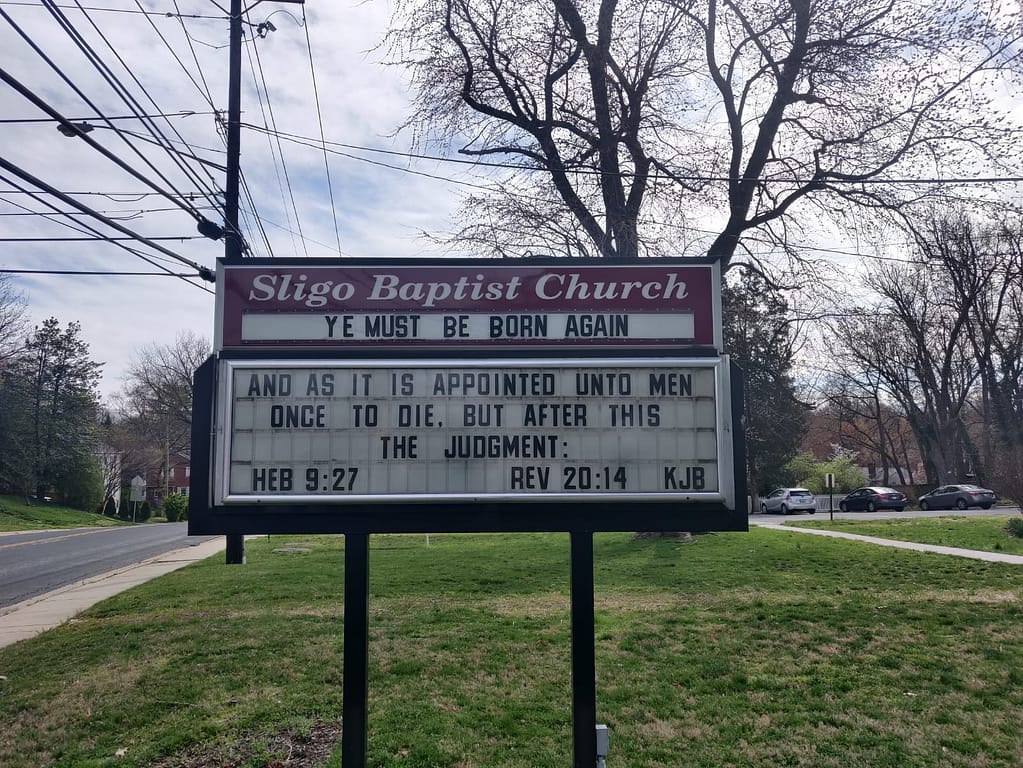 Marquee of Sligo Baptist Church in Maryland